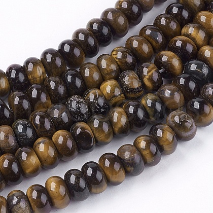 Natural Gemstone Tiger Eye Stone Rondelle Beads Strands G-S105-8mm-20-1