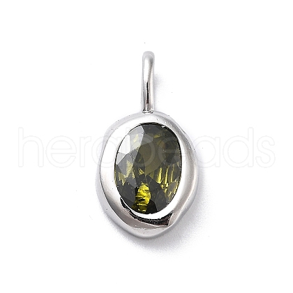925 Sterling Silver Cubic Zirconia Oval Charms STER-S006-01S-H-1