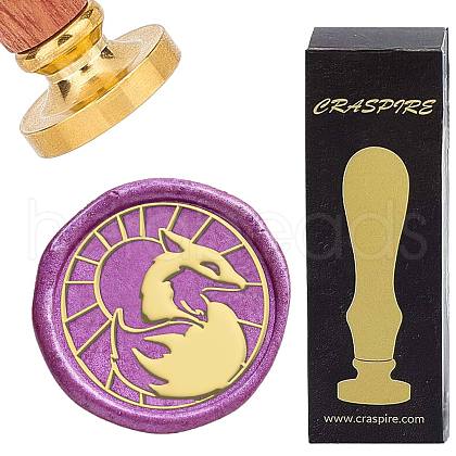 Brass Wax Seal Stamps with Wood Handle AJEW-WH0412-0167-1