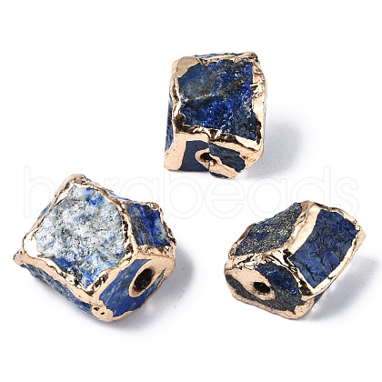Plated Natural Lapis Lazuli Beads G-T133-16-1
