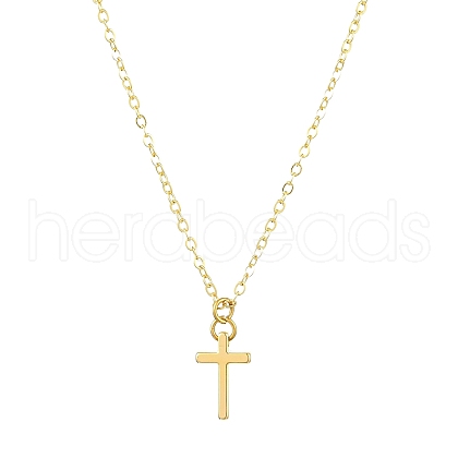 Brass Cross Pendants Necklace for Women NJEW-JN04911-01-1