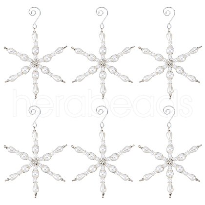 Snowflake Glass Pendant Decoration HJEW-GO00054-1