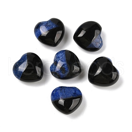Mother's Day Gifts Natural Agate(Dyed & Heated) Heart Palm Stone G-Q021-04E-1