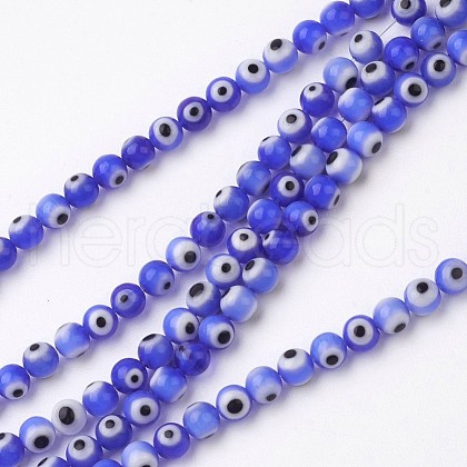 Handmade Evil Eye Lampwork Beads Strands LAMP-J082-04-4mm-1