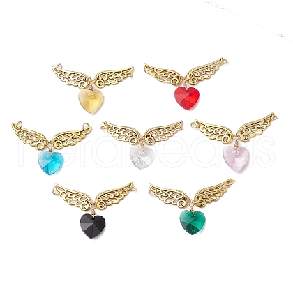 Transparent Glass Heart Pendants PALLOY-JF03822-1