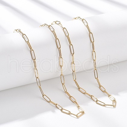 3.5MM 304 Stainless Steel Paperclip Chain Necklaces NJEW-T016-07G-1