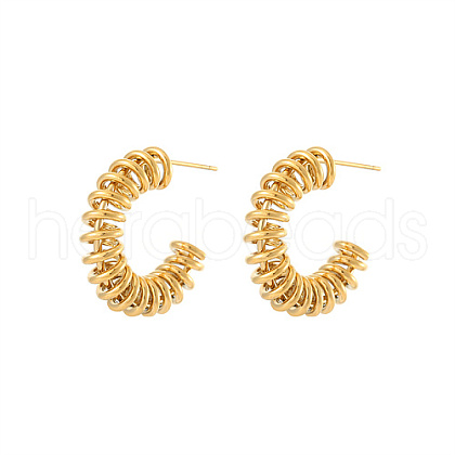 304 Stainless Steel Wire Wrap Spiral Stud Earrings TS7204-3-1