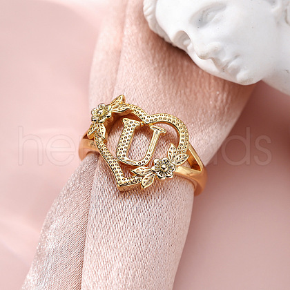 Heart with Flower Hollow Out Brass Finger Rings FS-WG99C3E-21-1