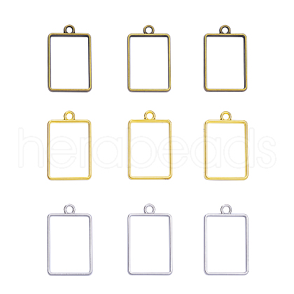Rack Plating Alloy Rectangle Open Back Bezel Pendants PALLOY-CJ0001-29-FF-1