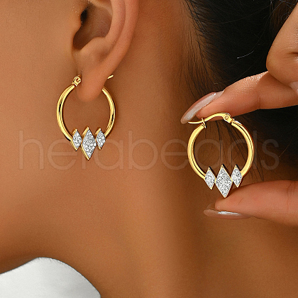 Stainless Steel Geometric Rhombus Hoop Earrings CV0877-1