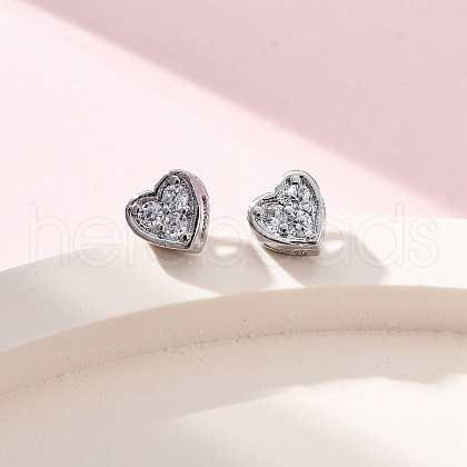 Clear Cubic Zirconia Heart Stud Earrings EJEW-K093-24P-1