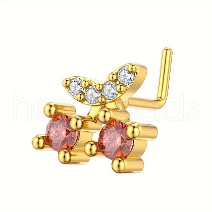 Brass Pave Chocolate Cubic Zirconia L-Shaped Nose Rings FS-WG9779A-07-1