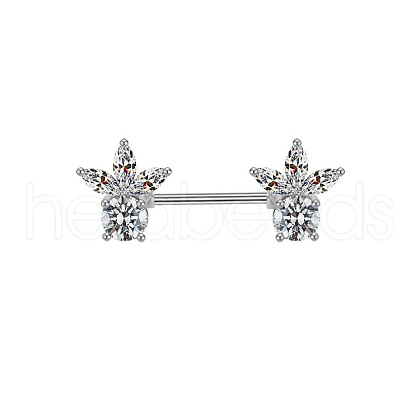 316L Surgical Stainless Steel Crystal Rhinestone Nipple Rings WGE19D8-02-1