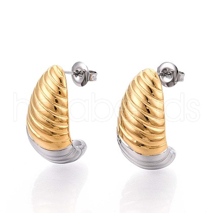 304 Stainless Steel Two Tone Stud Earrings EJEW-N059-15GP-1