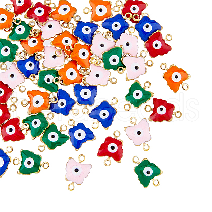 DICOSMETIC 50Pcs 5 Colors Evil Eye 304 Stainless Steel Enamel Connector Charms STAS-DC0013-22-1