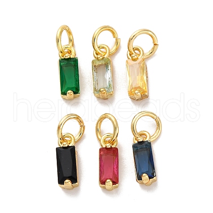 Brass Pave Cubic Zirconia Charms KK-F894-13G-1