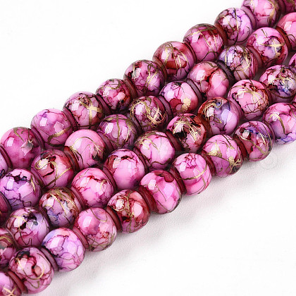 Baking Painted Glass Beads Strands X-DGLA-N003-6mm-B03-1