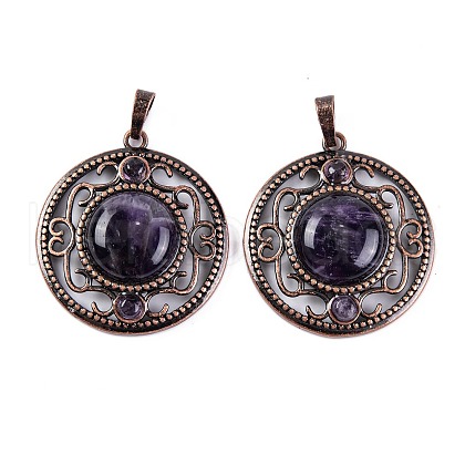 Natural Amethyst Pendants G-Q158-03-04-1