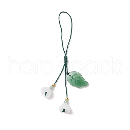 Imitation Jade Glass & Natural Green Aventurine  Pendant Mobile Straps HJEW-JM01900-1