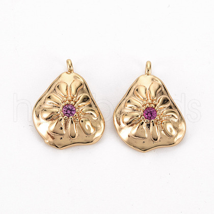 Brass Micro Pave Medium Violet Red Cubic Zirconia Pendants KK-S356-468-NF-1