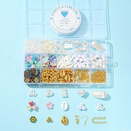 DIY Imitation Pearl Earring Bracelet Necklace Making Kit DIY-FS0003-09-1