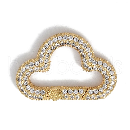 Rack Plating Brass Micro Pave Cubic Zirconia Twister Clasps KK-NH0002-05G-01-1