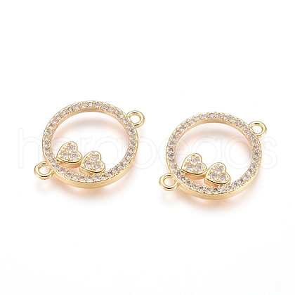 Brass Micro Pave Clear Cubic Zirconia Links connectors ZIRC-G152-49G-1