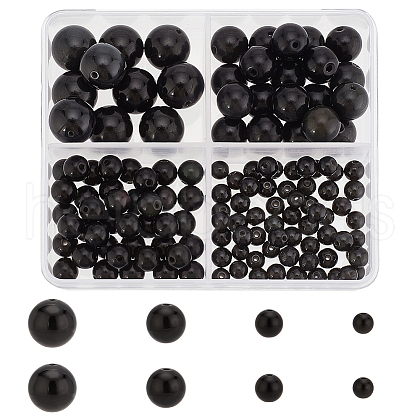   130Pcs 4 Style Natural Obsidian Beads Strands G-PH0002-48-1