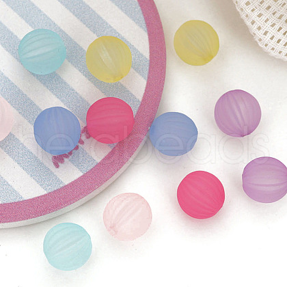 Rubberized Style Transparent Acrylic Beads OACR-K008-06-1