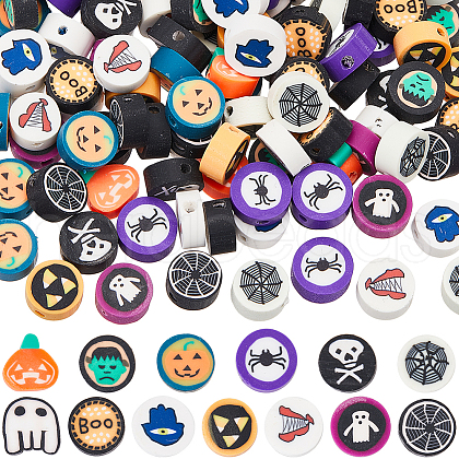 SUNNYCLUE 156pcs 13 styles Halloween Themed Handmade Polymer Clay Beads CLAY-SC0002-06-1