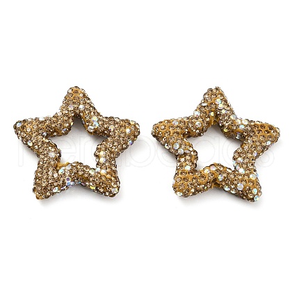 Star Shape Polymer Clay Rhinestone Beads CLAY-NH0001-06E-1