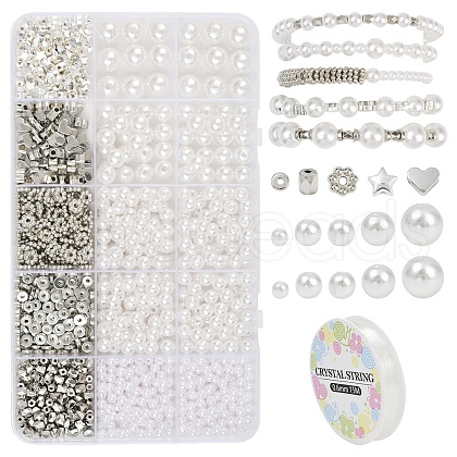 DIY ABS Plastic Pearl & CCB Plastic Beads Stretch Bracelets Making Kits DIY-YW0011-68-1