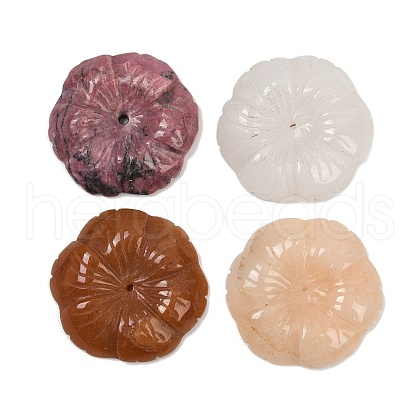 Natural Rhodochrosite/Natural Red Aventurine/Natural White Jade/Natural Yellow Aventurine Carved Beads G-G202-03-1