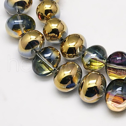 Half Plated Crystal Glass Oval Beads Strands EGLA-F027-C03-1