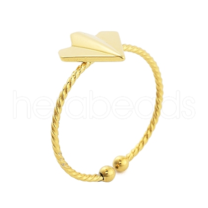 Real 18K Gold Plated 304 Stainless Steel Open Cuff Rings for Women RJEW-B061-02G-08-1