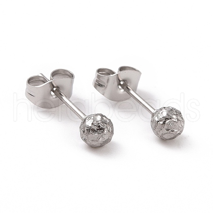 304 Stainless Steel Ball Stud Earrings for Women EJEW-C038-01P-1