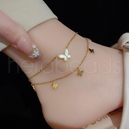 Stainless Steel Charm Anklets for Women WG18C2B-02-1