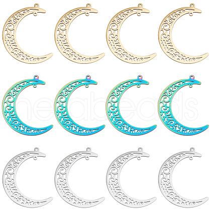 DICOSMETIC 12Pcs 3 Colors 304 Stainless Steel Pendants STAS-DC0012-08-1
