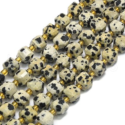 Natural Dalmatian Jasper Beads Strands G-I376-D85-01-1