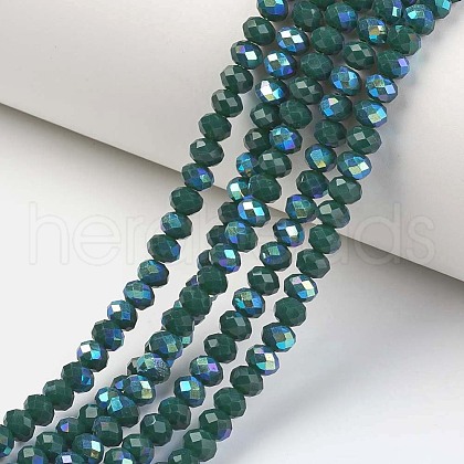 Electroplate Opaque Solid Color Glass Beads Strands EGLA-A034-P6mm-L06-1