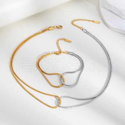 Stainless Steel Snake Chain Bracelets & Necklaces Sets for Women NW5875-1-1