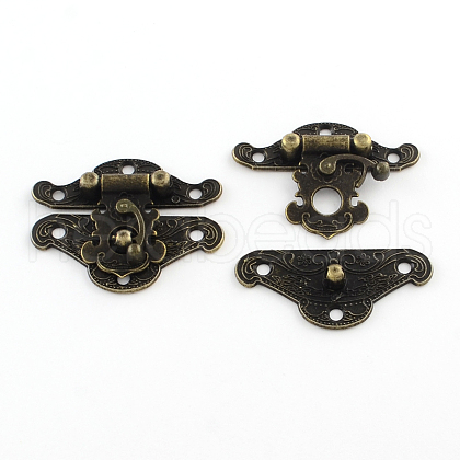 Wooden Box Lock Catch Clasps X-IFIN-R203-48AB-1
