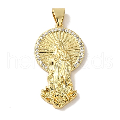 Rack Plating Brass Micro Pave Clear Cubic Zirconia Pendants KK-P267-14E-G-1