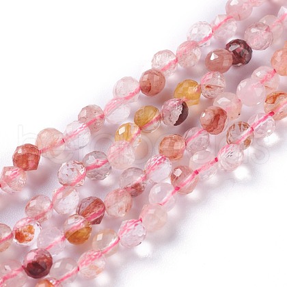 Natural Hematoid Quartz/Ferruginous Quartz  Beads Strands G-H243-02-1