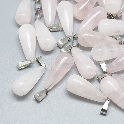 Natural Rose Quartz Pendants G-T081-21-1