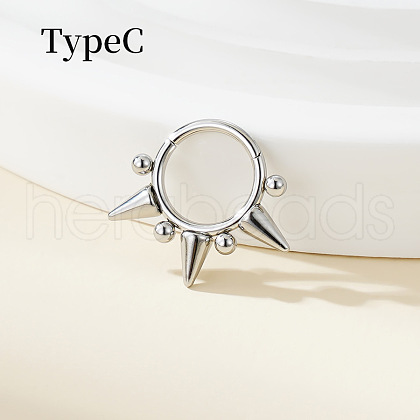 316 Surgical Stainless Steel Spike Hoop Nose Rings WG34C30-20-1