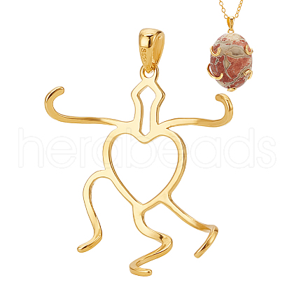 Brass Pendant Irregular Cabochon Settings KK-WH0079-105A-G-1