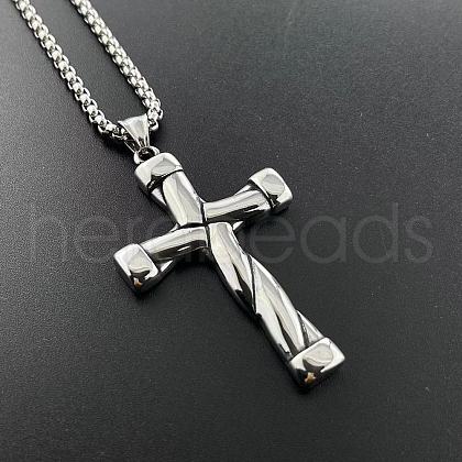 Stylish Punk Stainless Steel Cross Pendant Necklaces for Fashionable Men CC6741-1