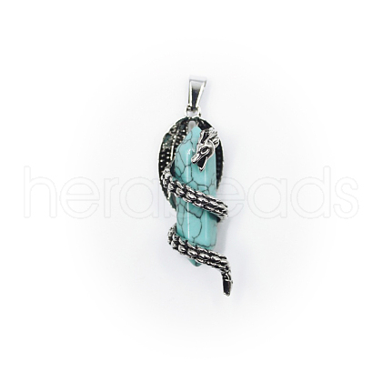 Synthetic Turquoise Double Terminal Pointed Pendants FIND-PW0010-10O-1