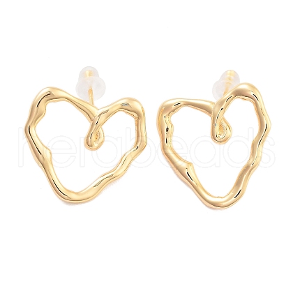 Brass Stud Earrings EJEW-B58-01G-1
